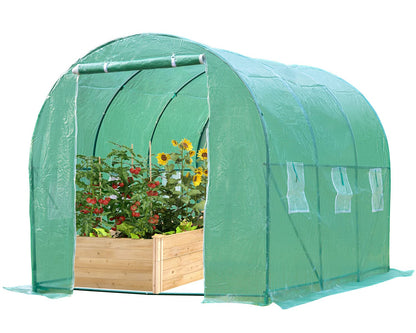 Greenhouse 10'xW7'xH7' Walk-in Greenhouses for Outdoors Mini Greenhouse Greenhouse Plastic with Rolling-up Door and 2 Vents,Green