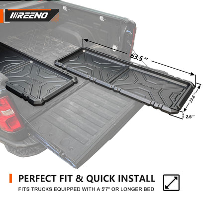 IIIREENO Slide-Out Truck Bed Organizer Tray (2-pack), Heavy Duty Cargo Storage System with Easy Tailgate Access, Fits 5'7" & Longer Beds, Durable HDPE Material, No Drilling