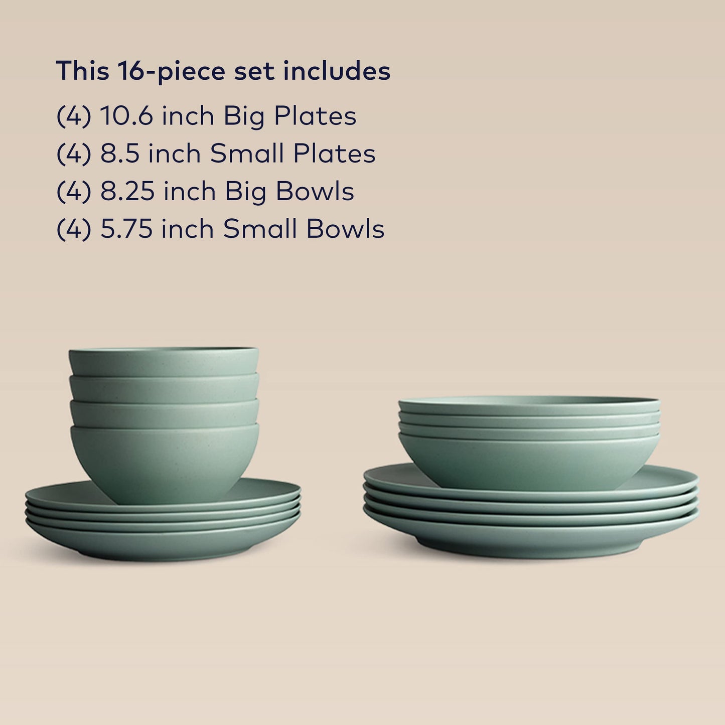 Year & Day Outdoor 16 Piece Plant Derived Dinnerware Set, Dish Set for 4