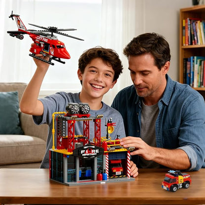 3 in 1 City Fire Rescue Plane Building Sets Compatible with Lego Fire Station Helicopter Fire Truck Airplane Building Blocks Kits for Boys Girls for Adults Teens 14+ (823 PCS)