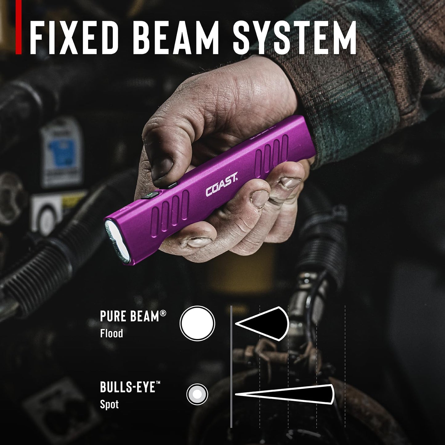 Coast Slayer 1150 Lumen USB-C Rechargeable LED Flashlight with Spot/Flood, Memory Mode and Pocket Clip, Purple