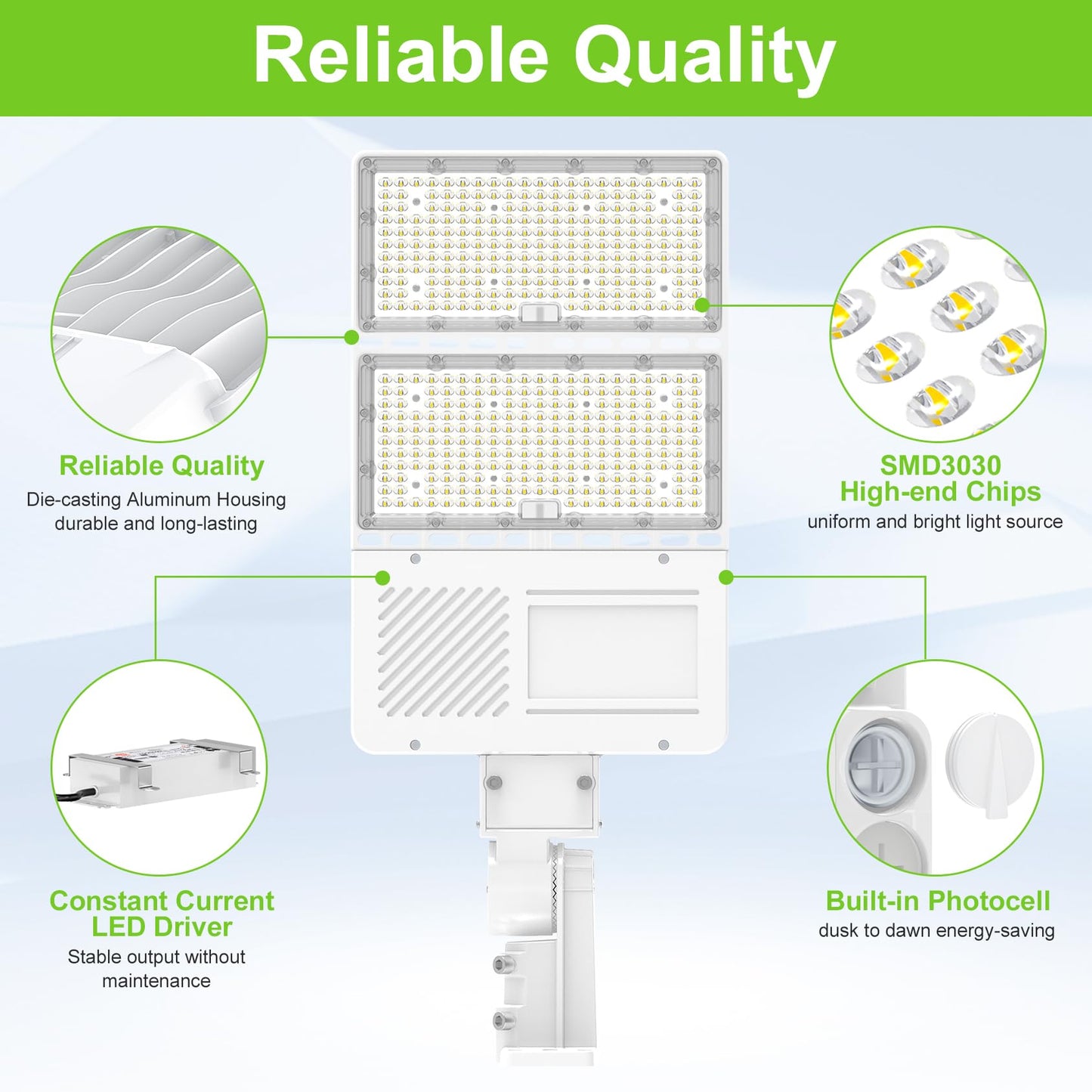 OPENLUX 320W LED Parking Lot Light with Photocell UL Listed 48000LM 5000K LED Shoebox Light Pole Flood Fixture IP65 Commercial Area Lighting Arm & Slip Fitter in 1 Mount, AC100~277V
