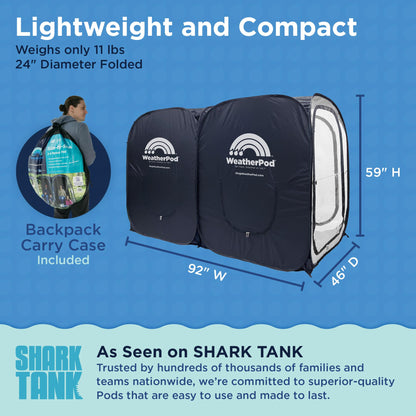WeatherPod® Side-by-Side™ 2-4 Person Pop-Up Sports Tent Pod - The Original Shark Tank Instant Setup All-Weather Pod Shelter for Outdoor Sports, Rain, Wind & Cold