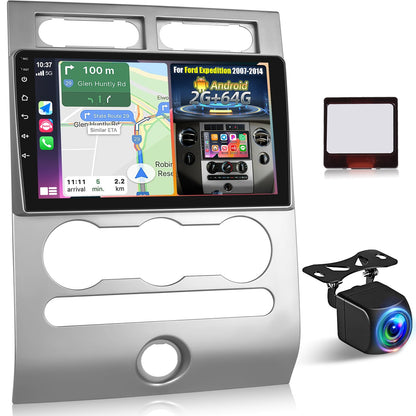 [2+64G] Android Radio for Ford Expedition 2007-2015 (Only for Manual A/C) - 9 inch HD Touchscreen Car Stereo - Wireless Carplay and Android Auto, HiFi, WiFi, GPS, SWC + Canbus + AHD Backup Camera