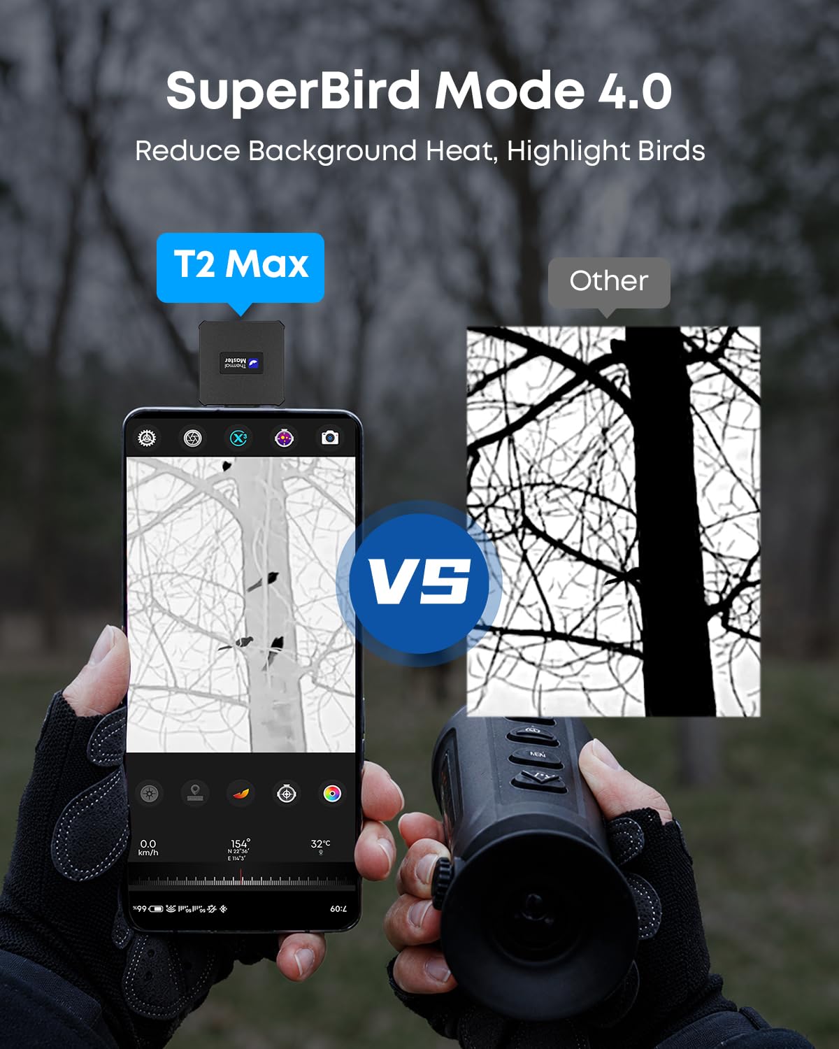 Thermal Master T2 Max - Birdwatching Thermal Camera for Android, 512x384 Super Resolution Thermal Monocular with 50Hz, 15mm Manual Lens, 15x Digital Zoom, 25mK NETD, Wildlife Observation, Black