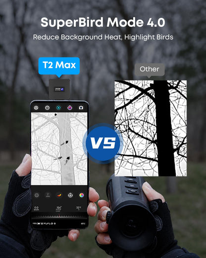 Thermal Master T2 Max - Birdwatching Thermal Camera for Android, 512x384 Super Resolution Thermal Monocular with 50Hz, 15mm Manual Lens, 15x Digital Zoom, 25mK NETD, Wildlife Observation, Black