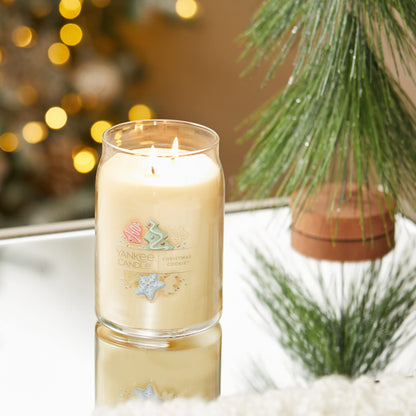 Yankee Candle Christmas Cookie Scented Signature 20oz Large Jar 2-Wick Candle Over 60 Hours of Burn Time Gifting Home Decor Vanilla Butter Scent