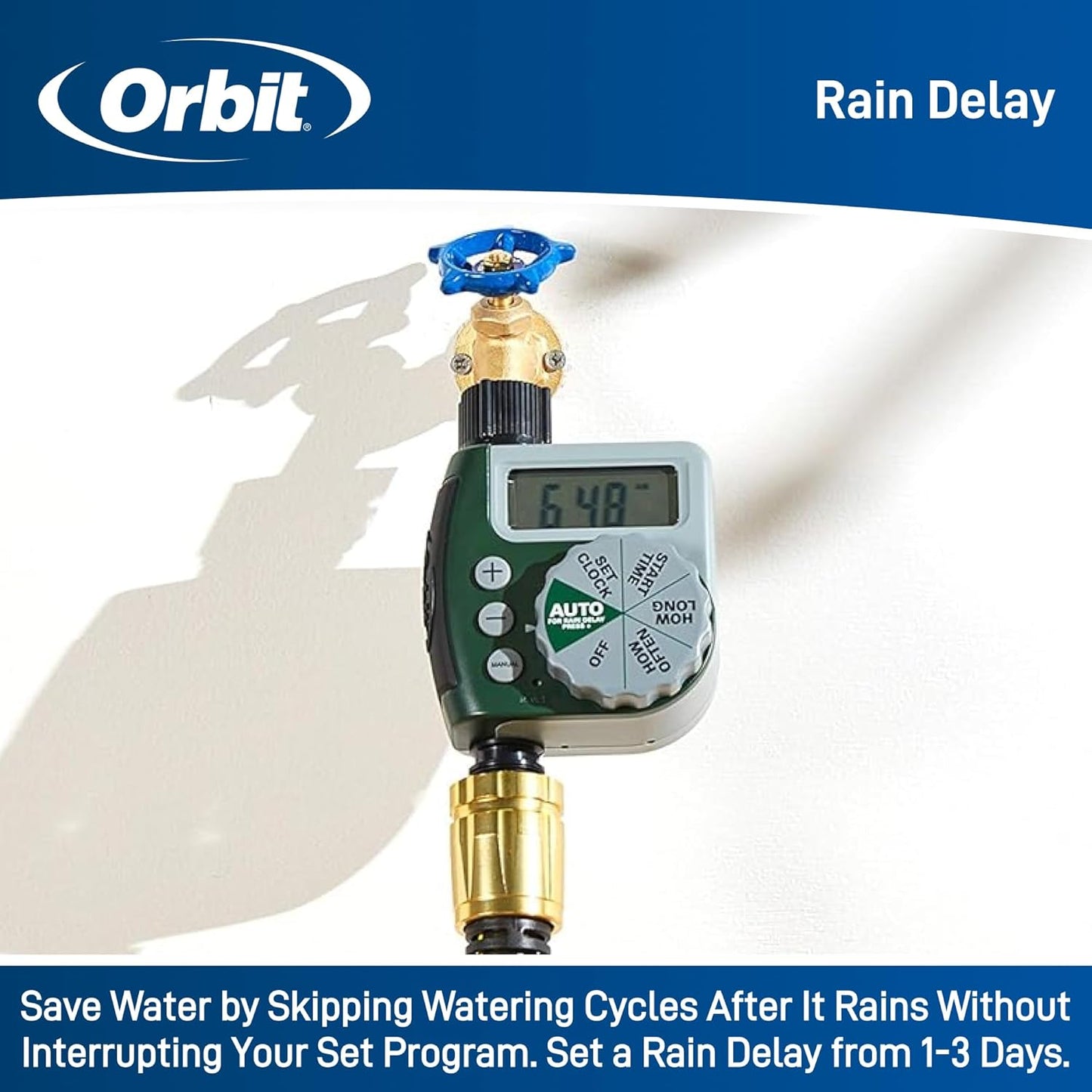 Orbit Programmable Digital Hose Watering Timer - Battery Powered with LCD Screen | 1 Outlet, Rain Delay Feature