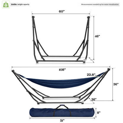 Tranquillo UniGen Hammock, Hammock with Stand Heavy Duty Indoor/Outdoor Hammock with Signature Steel Stand, 600lbs Premium Foldable, Durable 2-Layered Soft Polyester, Aegean