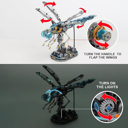 Mechanical Dragonfly Building Blocks STEM Kit - Insect Animal World Model with LED Light &amp Display Stand Educational Toys for Boys Ages 12+ &amp Adults and Kids Creative Birthday Gift