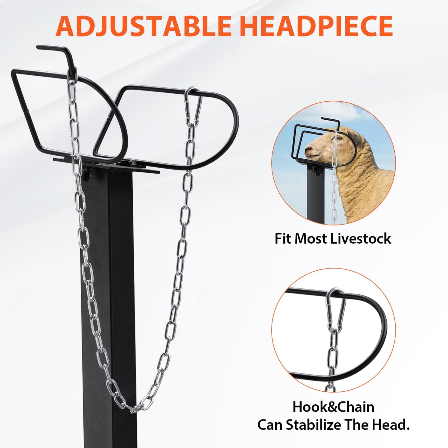 GTPLAYER Goat Milking Stand with Hand Crank,Wheels – 48"x23" Adjustable Headpiece & Height, for Grooming, Milking, Hoof Trimming, Heavy Duty Metal Sheep/Goat Stand, 500 LB Capacity Dark-Black