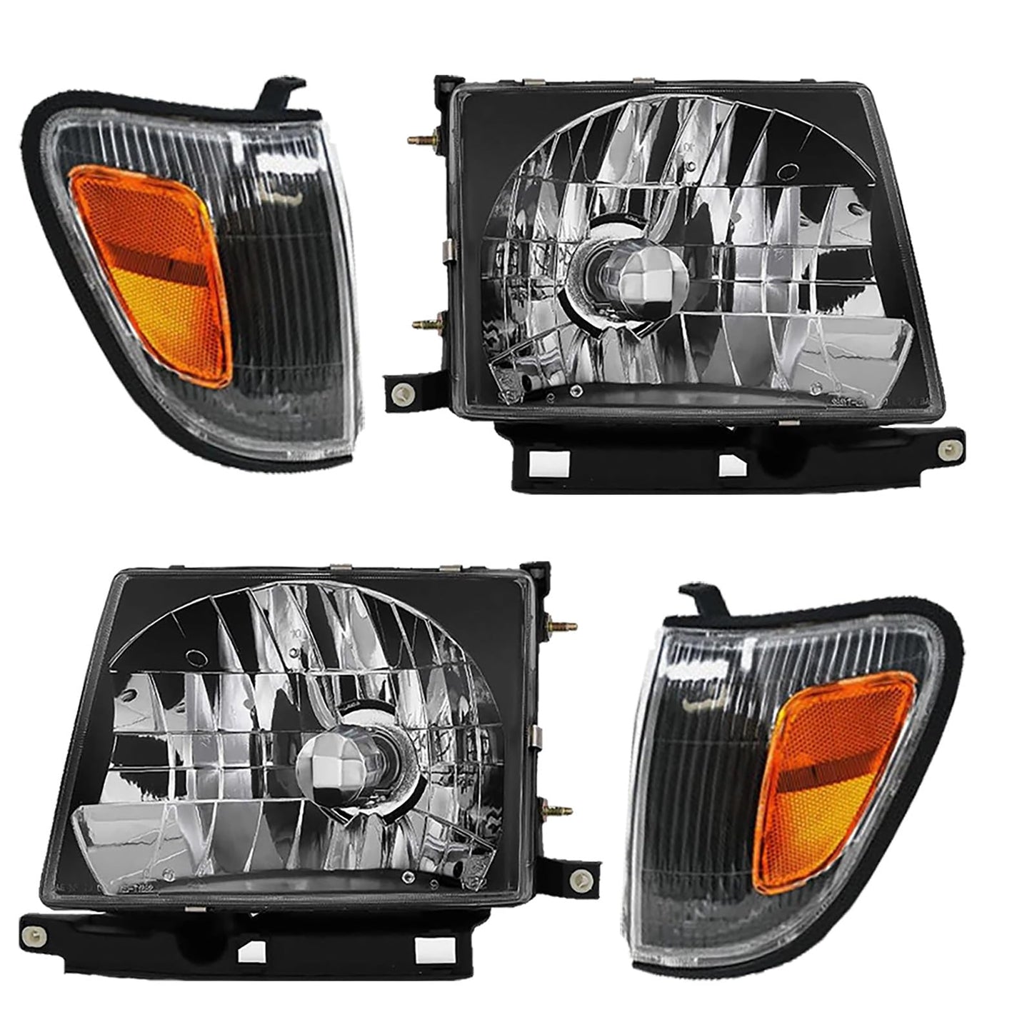 ATOMTEC Headlight Corner Light Assembly Fit For Toyota Tacoma 1997-2000 Black Housing With Bulbs Driver & Passenger Side