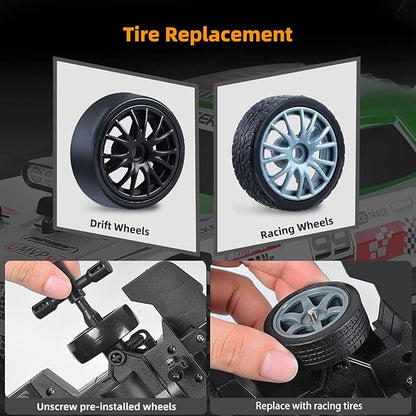 RC Drift Car Remote Control Cars for Adults 1/16 2.4GHz RC Drifting Car 4WD Drift RC Cars with Spray LED Lights and Drifting Tires Toy Cars for Boys Kids