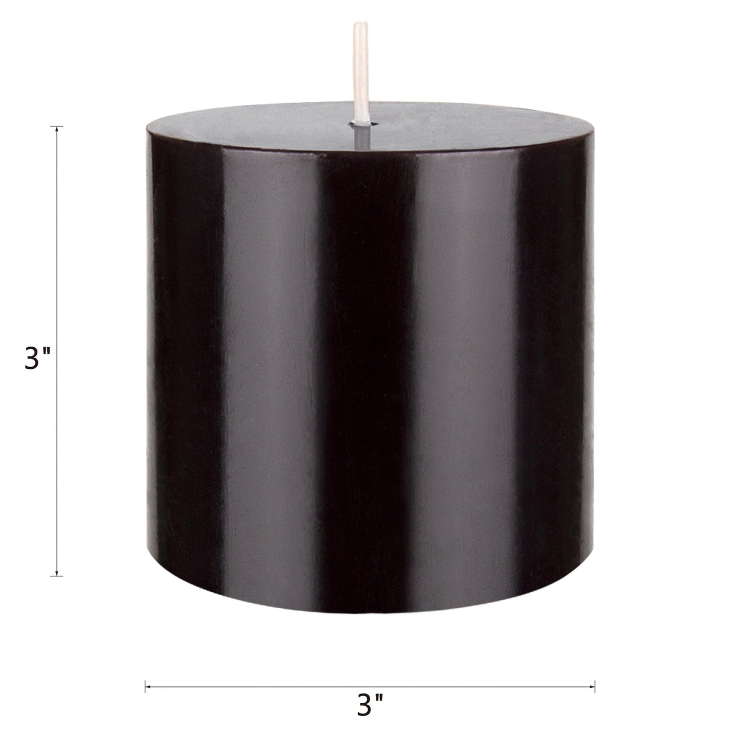 Mega Candles 3 pcs Unscented Solid Black Pillar Candles, Hand Poured Premium Wax Candle 3 Inch x 3 Inch, Home Décor, Spas, Weddings, Occasions, Party, Centerpieces, Holidays, Vigils, Prayers