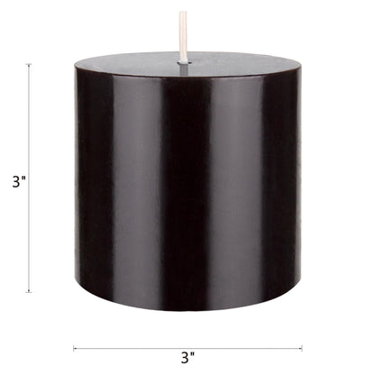 Mega Candles 3 pcs Unscented Solid Black Pillar Candles, Hand Poured Premium Wax Candle 3 Inch x 3 Inch, Home Décor, Spas, Weddings, Occasions, Party, Centerpieces, Holidays, Vigils, Prayers