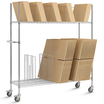 BBTO Carton Cart, Portable Steel Cardboard Organizer Carton Storage Rack with Wheels and Dividers for Art Storage Rack Home Supermarket Warehouse Commercial