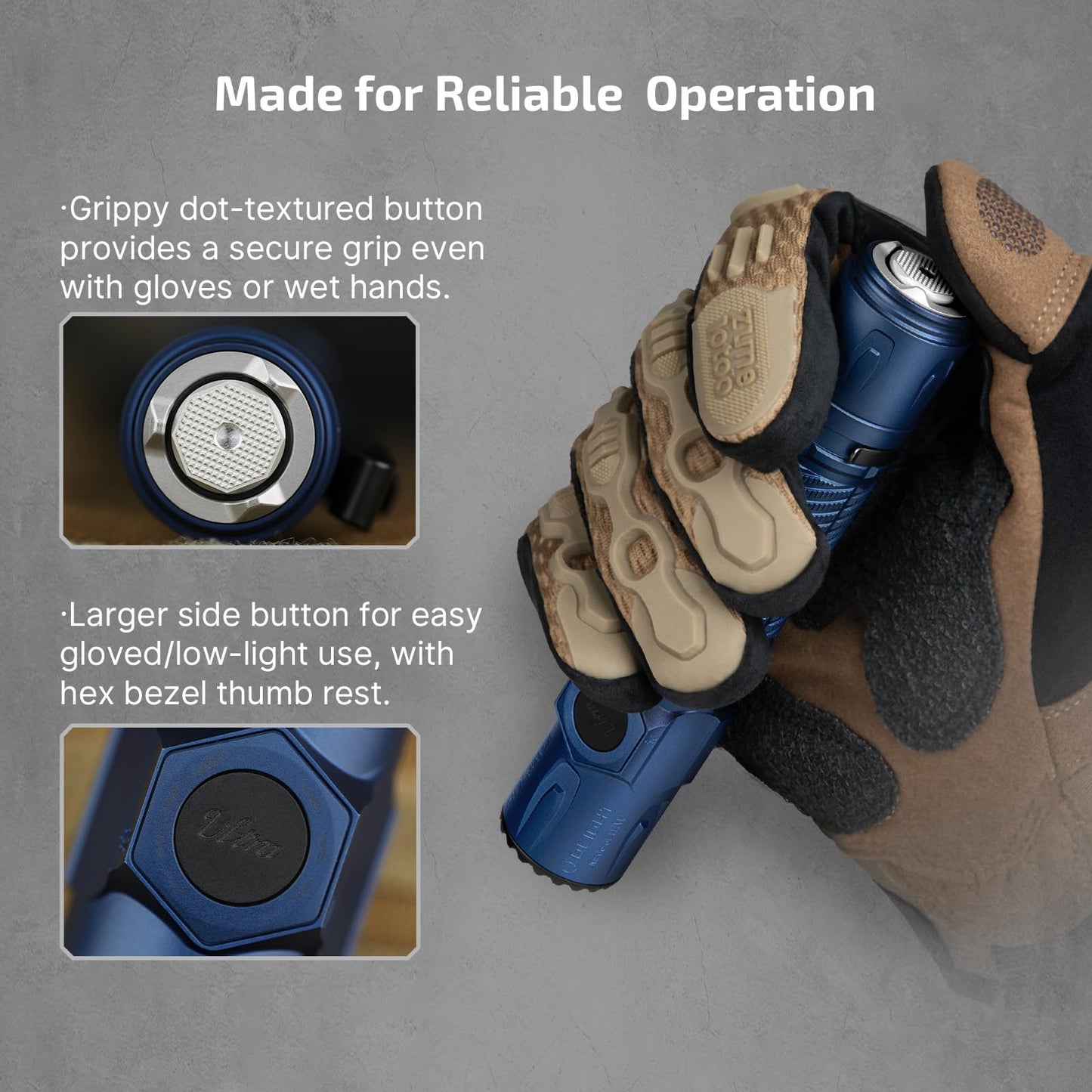 OLIGHT Warrior Ultra 2500 Lumens Tactical Flashlight, Compact Dual Switches Rechargeable Bright Light with Proximity Sensor, Suitable for Emergency, Outdoor, Searching(Navy Blue)