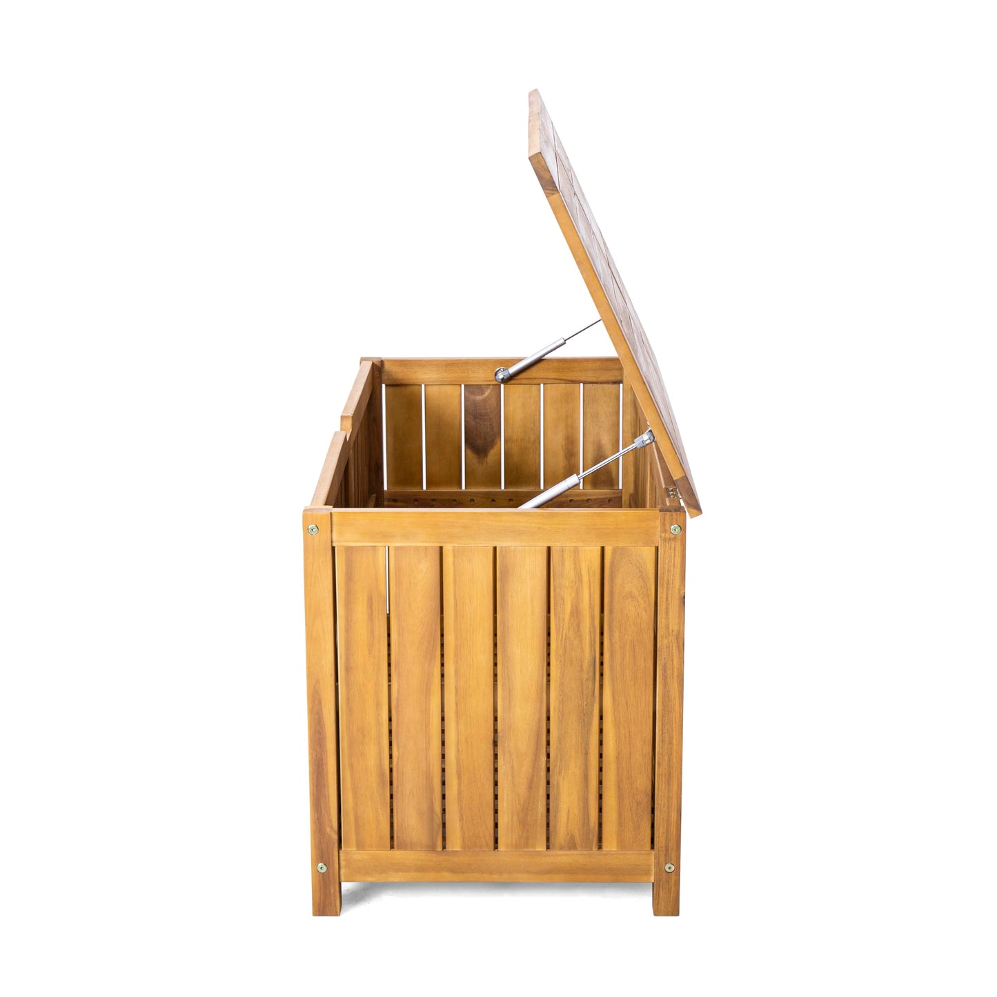 Christopher Knight Home Wood Cabinet Box, Slat Panel Storage Cabinet, Storage Organzier with Easy Open Lid Hinges, Easy Assembly, Outdoor Patio 100 Gallon Acacia Wood Deck Storage Box, Teak