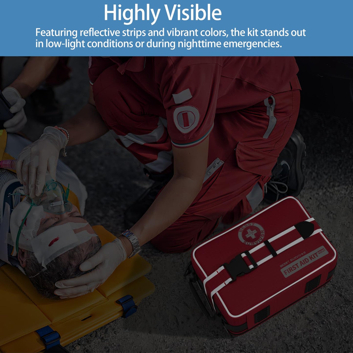 Besst Survivor 401 Piece First Aid Kit with Chest Seals -Labeled, Expandable & Mountable, Emergency Medical Kit for Home, Car, Camping & Outdoor, Waterproof Trauma Kits with Labeled Compartments