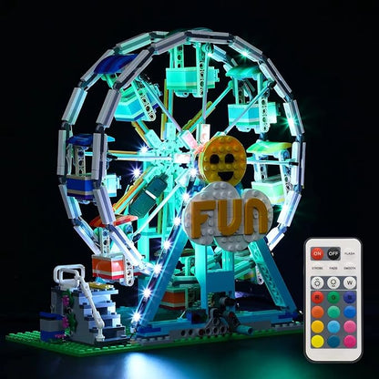LED Light Kit (Remote Control) Compatible with Lego Ferris Wheel - Lighting Set for Creator 31119 (Model Set Not Included)