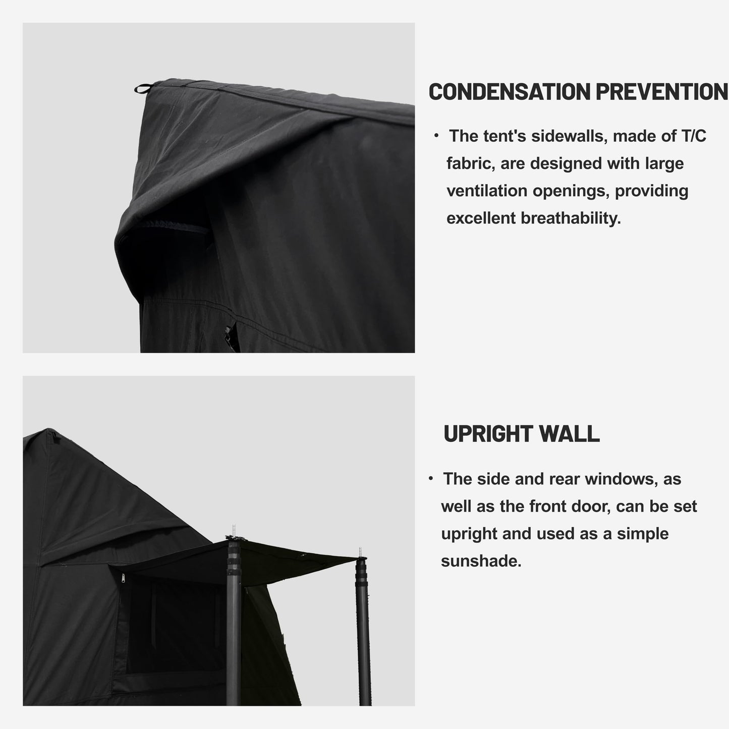 CAMVIL 2025 Upgraded Canvas Inflatable Camping Tent with Pump, Easy Setup Blow Up Air Tent for Camping,No Assembly Needed Air Tent with Mesh Skylight Windows&Doors (Black)