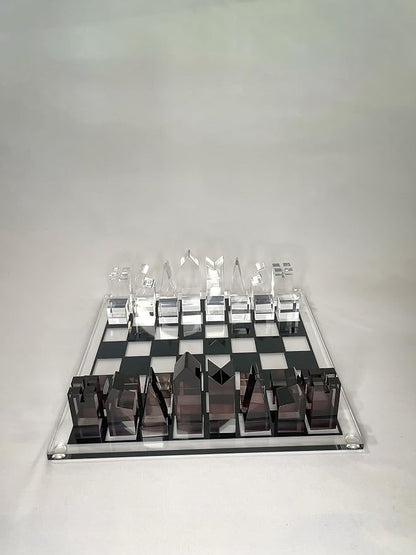 Luxury Acrylic Chess Set Sophisticated Stylish Design Multiple Colors Available (Clear/Gray-Smoke)