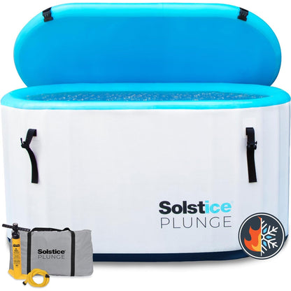 SOLSTICE 1-2 Person Cold Tub, Inflatable Plunge Bath w/Insulated Lid, 100-Gallon Capacity - Includes Pump, Spacious 30-Inch Deep Interior, Durable Drop-Stitch Construction