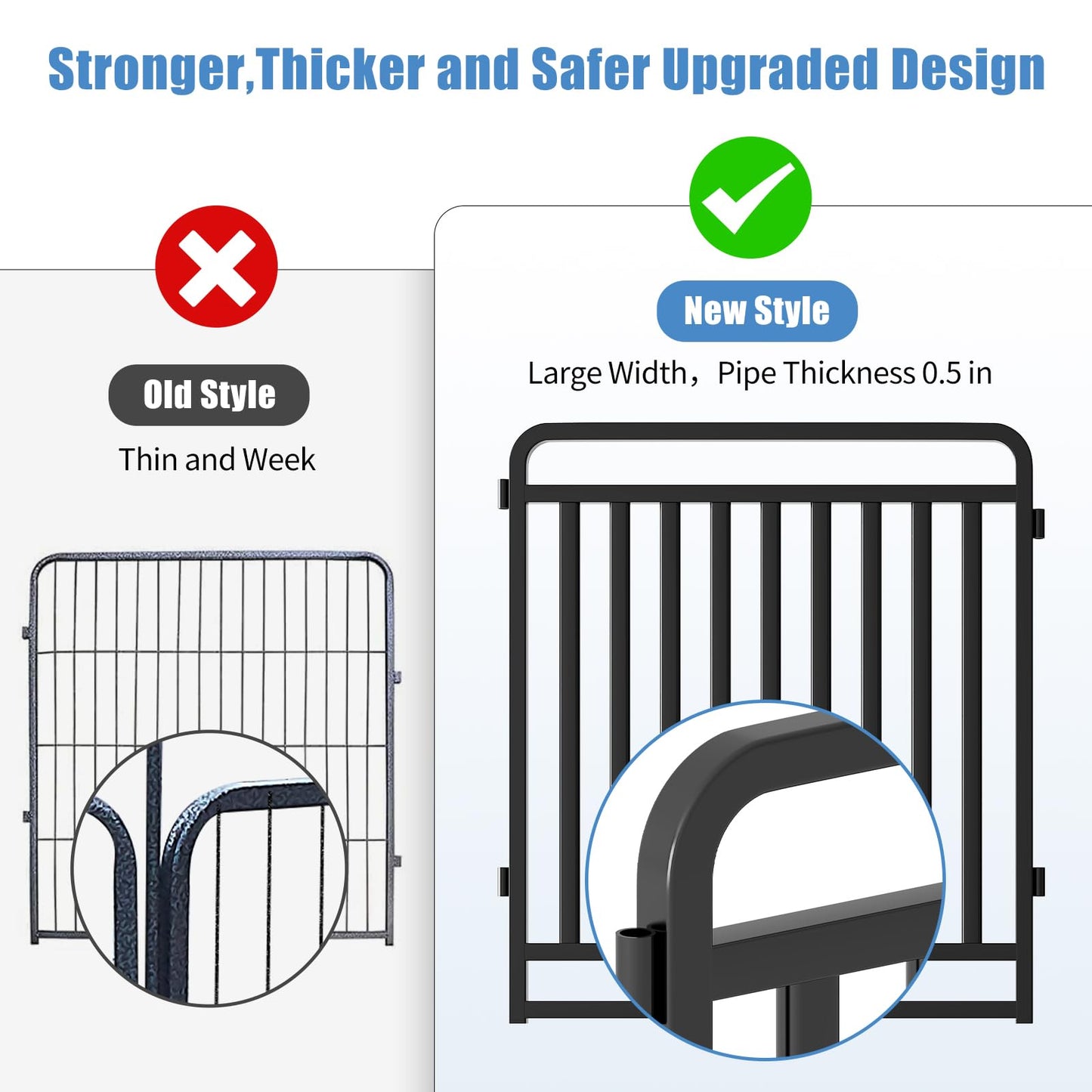 New Thickened Version Dog Playpen, 32 Inch Dog Fences for The Yard, Portable Outdoor Dog Playpen for Large/Medium/Small Dogs, Foldable Metal Dog Dlaypen, with Doors (16 Panels, 32 Inch)