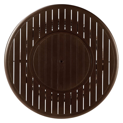 Round 44 in. x 44 in. Aluminum Propane Fire Pit Table with Glass Beads, Two Covers, Lid, 57,000 BTUs in Brown Finish