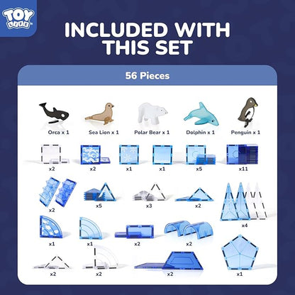 TOY Life Magnetic Tiles for Kids Ages 4-8 Magnetic Toys for Toddlers 3+ Magnet Tile Building Toy for Kids Ages 3-5 Magnet Building Tiles Toddlers Preschool (56 pcs)