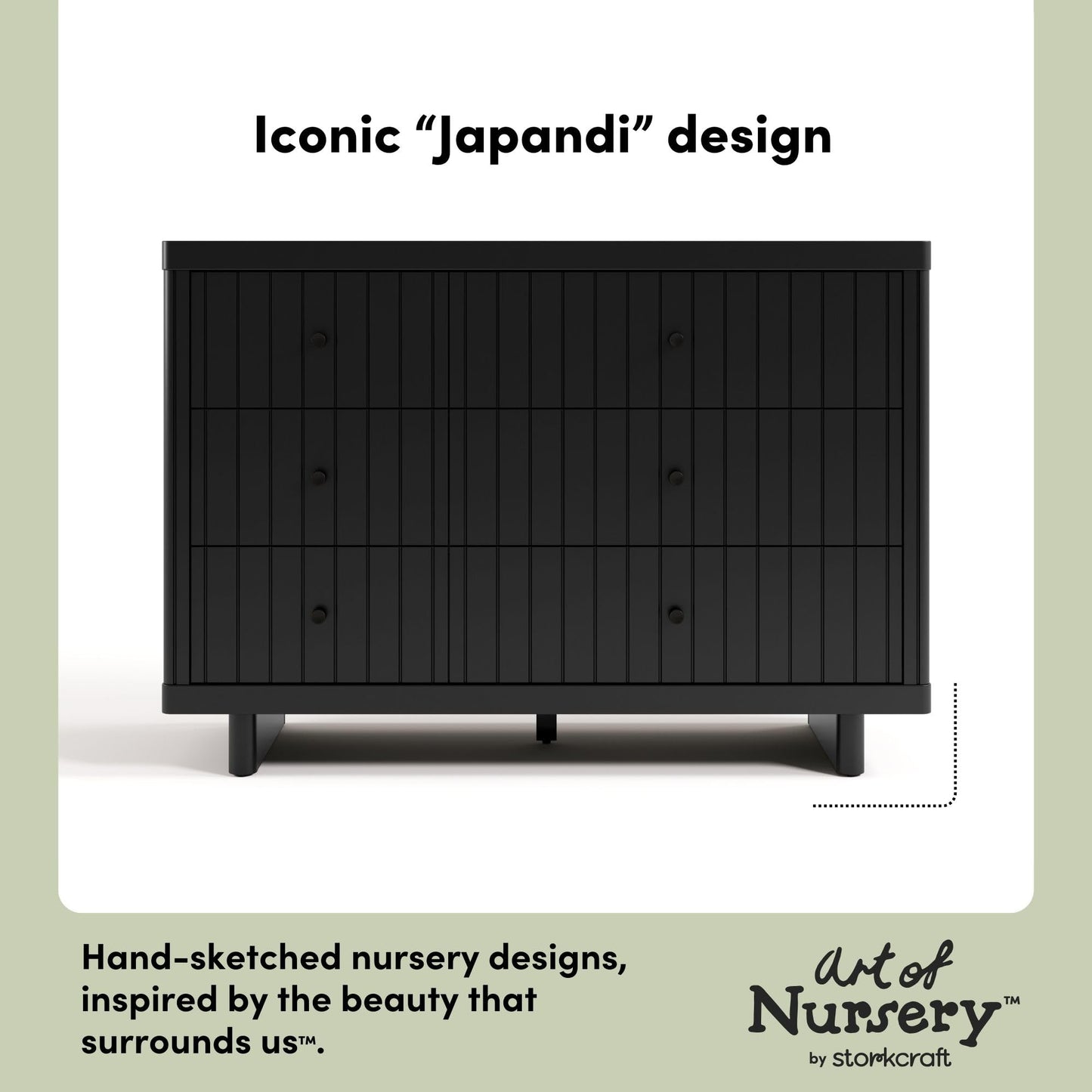 Storkcraft Kyoto 6 Drawer Dresser (Black) - GREENGUARD Gold Certified, Sturdy Wood Dresser for Nursery & Kids' Bedroom, Safety Interlocking Drawer System, and Easy Assembly with Pre-Installed Tracks