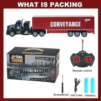 Remote Control Semi Truck with Trailer 14 1:48 Trailer Truck Toy Equipped with 2 Rechargeable Batteries Gifts Ideas for Boys Age 3-8 Year Old
