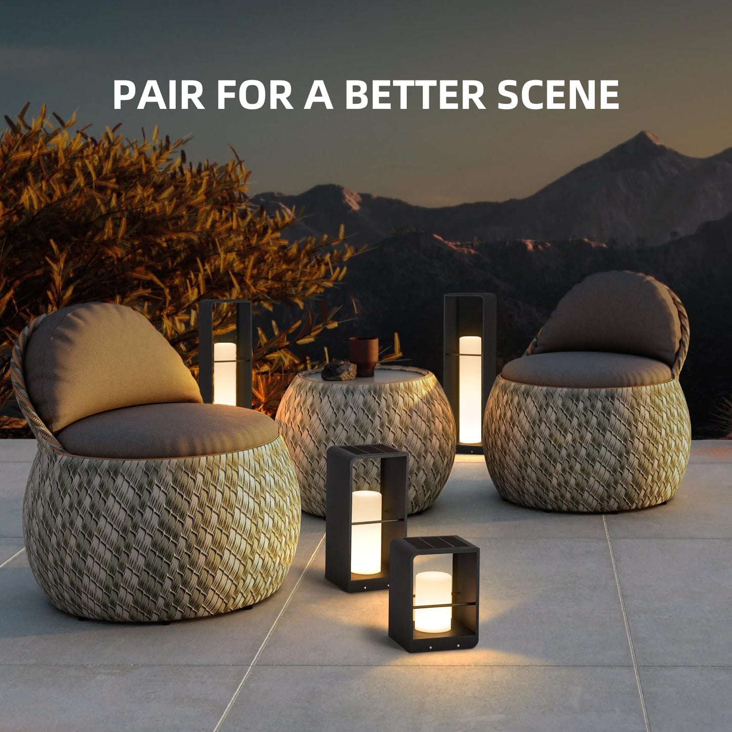 Linkmoon Outdoor Lights for Patio, IP65 Solar Lanterns Outdoor Waterproof, 3000K LED Path Lights, Outside Floor Lamp Solar Powered, Dusk to Dawn Landscape Lighting for Deck Garden Yard Backyard Porch