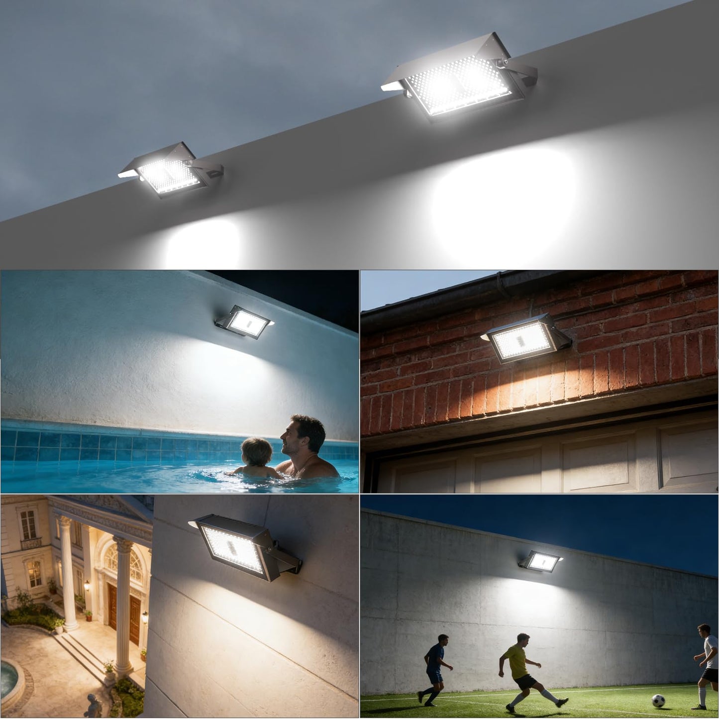 Upgrade 600W LED Stadium Flood Light Outdoor with Brim 90000Lm Led Flood Light with Adjustable Bracket, IP65 AC100-277V Commercial Area Lighting with Plug for Backyard/Basketball Court-2Pack