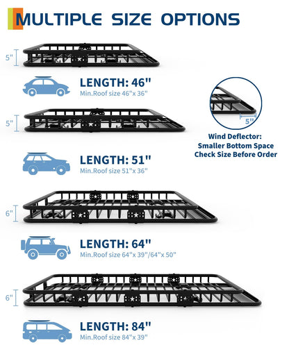 GarveeLife 64 in x 39 in Universal Roof Rack Carrier Basket, 200 LBS Capacity Car Cargo Rack with Extension Luggage Holder Basket Heavy Duty for SUVs, Trucks, Vehicles