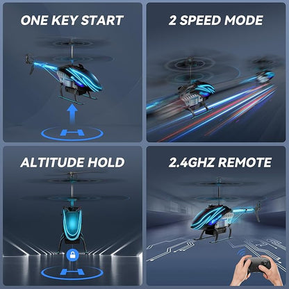 RC Helicopter Remote Control Helicopter for Kids with 30Mins Flight(2 Batteries) 7+1 LED Light Modes Altitude Hold RC Toys for Boys Girls