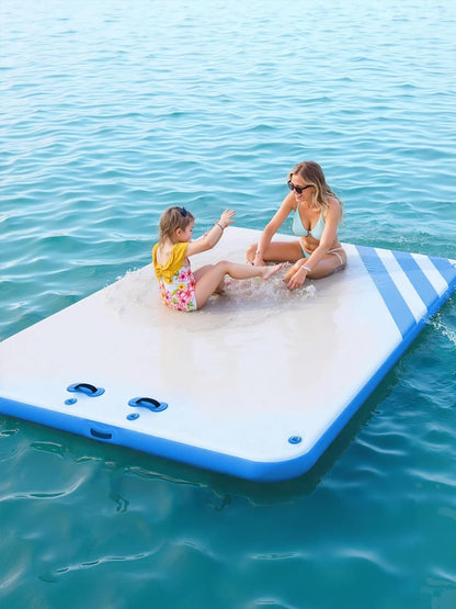 Inflatable Floating Dock Air Dock Platform Non-Slip Surface Thick Lake Floats with Portable Carrying Bag, Air Pump for Lakes, Pool, Beach, Ocean