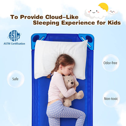 KOTEK Toddler Naptime Cot, Stackable Daycare Sleeping Cot for Kids, 51" L x 23" W, Ready-to-Assemble, Space-Saving Kids Nap Cots for Children Classroom Preschool (Set of 4, Multicolor)