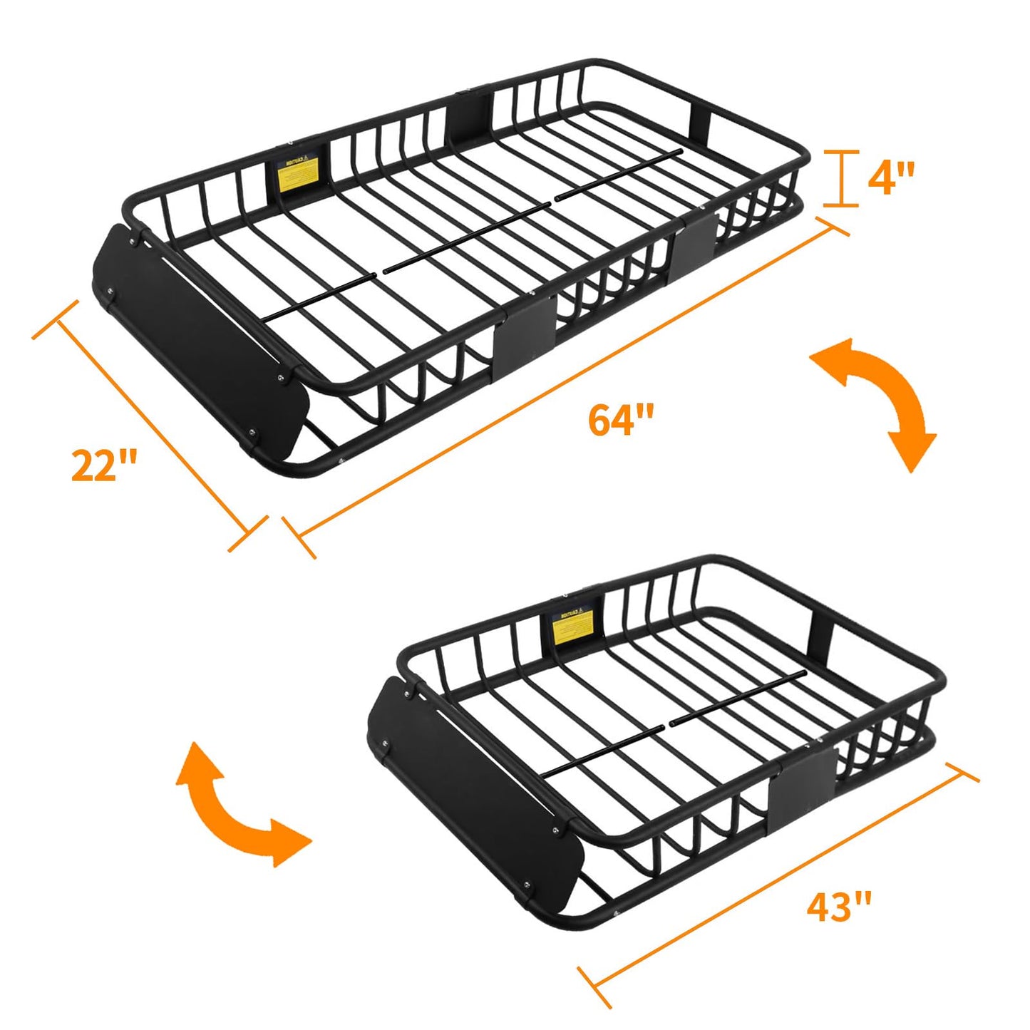 XCAR 64"x 23"x4" Skinny Roof Basket Cargo Carrier - Heavy Duty Steel Rooftop Cargo Rack - Automotive Top Mount Roof Racks for Car Truck SUV Luggage Camping Gear Storage Transport