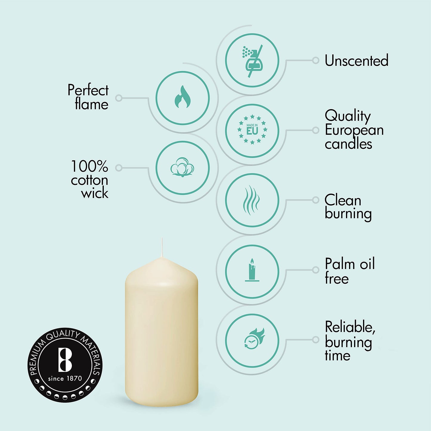 BOLSIUS 12 Ivory Pillar Candles Set - Unscented 43 Hour Long Lasting Candles - 2.7 x 5-inch Dripless Clean Burning Smokeless Dinner Candle - Perfect for Weddings Parties and Special Occasions
