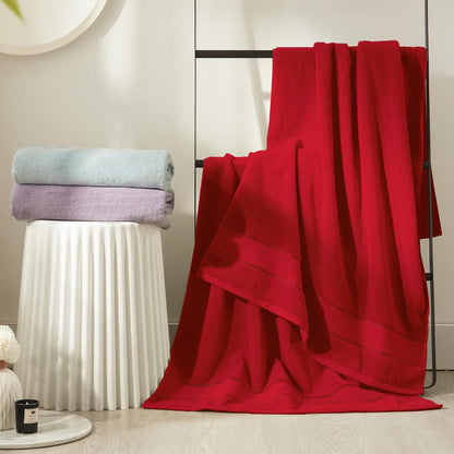 Marvione 6-Piece Bath Towels Set | 100% Turkish Cotton, Highly Absorbent & Soft - Red