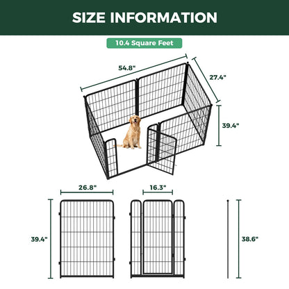 FXW Homeplus Unleashed Indoor Dog Playpen - Stress-Free and Safe Play, Heavy Duty 40 Inch 6 Panels Dog Pen for Medium and Large Dogs, Black│Patented