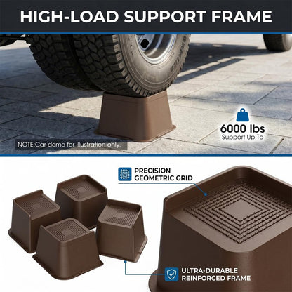 MXMZHXU Bed Risers 2 inch, 3 inch, 4 inch, 6 inch or 8 inch Heavy Duty Furniture Risers, Up to 6000 Lbs L Shaped Design Bed Lifts Blocks for Couch Desk Sofa Table (Dark Brown 4 Pack, 3 Inch)