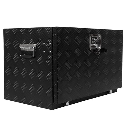 GarveeTech 30 in Heavy Duty Aluminum Stripes Plated Tool Box Pick Up Truck Bed Rv Trailer Toolbox Diamond Plate Underbody Box Waterproof Square Storage Organizer With Side Handle, Lock & Keys