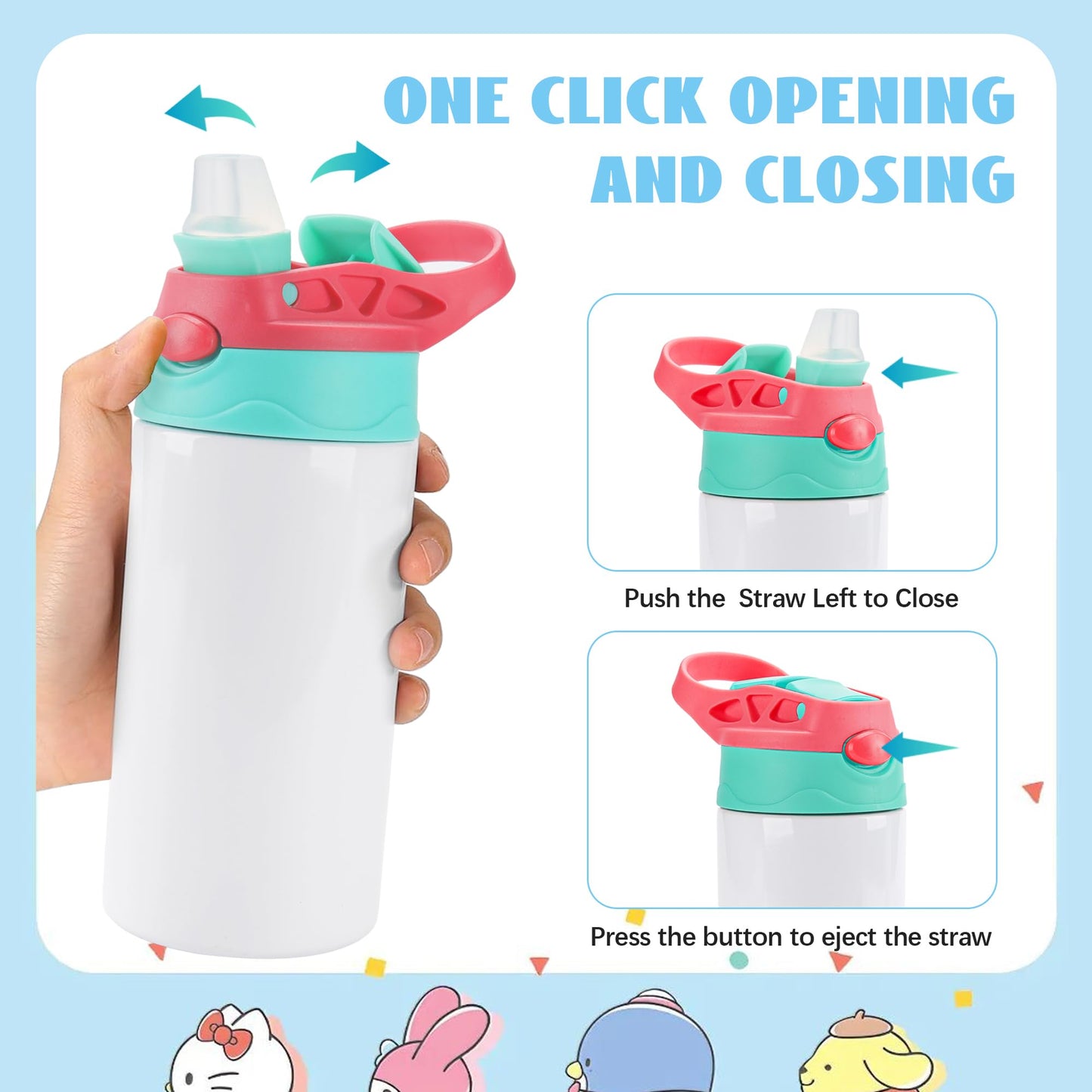 Joyclub Bundle of 10 Pack 12oz Kids Sublimation Tumbler Water Bottle and 25 Pack 20 oz Sublimation Tumblers Flat Edge Cups
