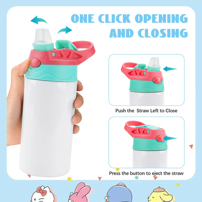 Joyclub Bundle of 10 Pack 12oz Kids Sublimation Tumbler Water Bottle and 25 Pack 20 oz Sublimation Tumblers Flat Edge Cups