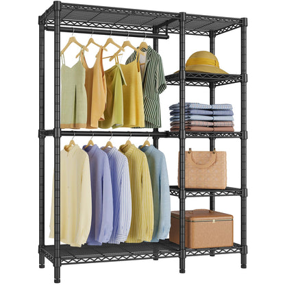 VIPEK V7 Garment Rack for Hanging Clothes Heavy Duty Clothes Rack with Shelves, Portable Closet Racks Metal Clothing Racks 5 Tiers Freestanding Closet Wardrobe System, Max Load 670lbs, Black