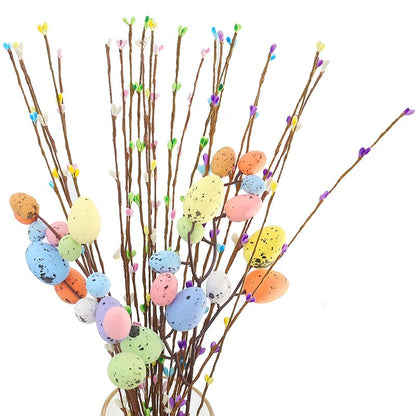 ToBeIT 26pcs Easter Egg Flower Stems Decorations Artificial Easter Spray Vine Eggs Spring Flowers with Easter Egg for Flower Arrangements Wreath Centerpiece