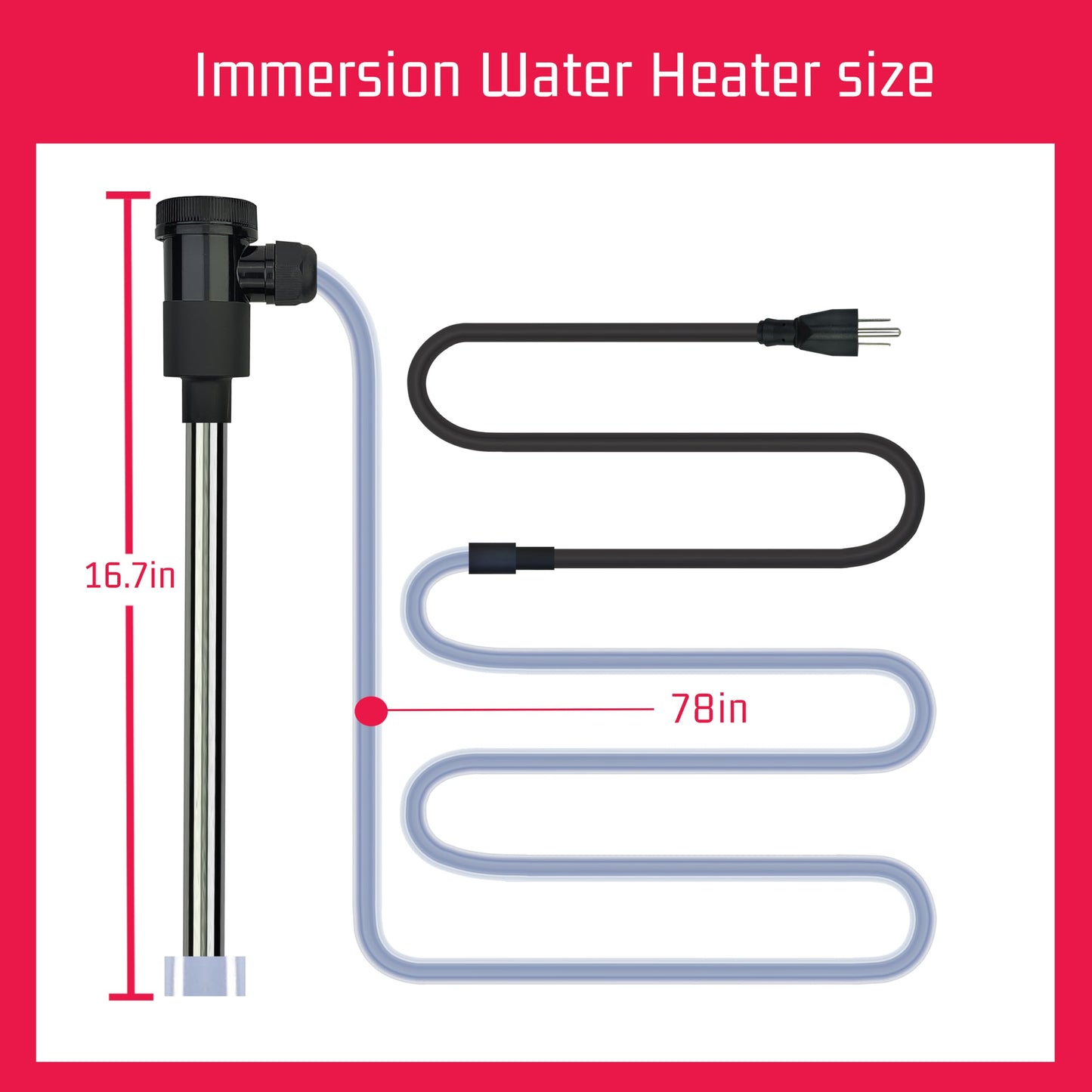 YLboyLIAN 2000W Immersion Water Heater for Pool & Hot Tub – Portable Electric Submersible Heater with Temp Control, Auto Shut-Off and WiFi Timer for Above Ground Pool, Bathtub, and Baptismal pool