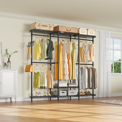 VIPEK V3 Nano Clothes Rack with 4 Semi-Shelves and 3 Standard Shelves, Clothing Rack for Hanging Clothes, Free Standing Closet System, Portable Metal Wardrobe for Bedroom, Max Load 800LBS, Black